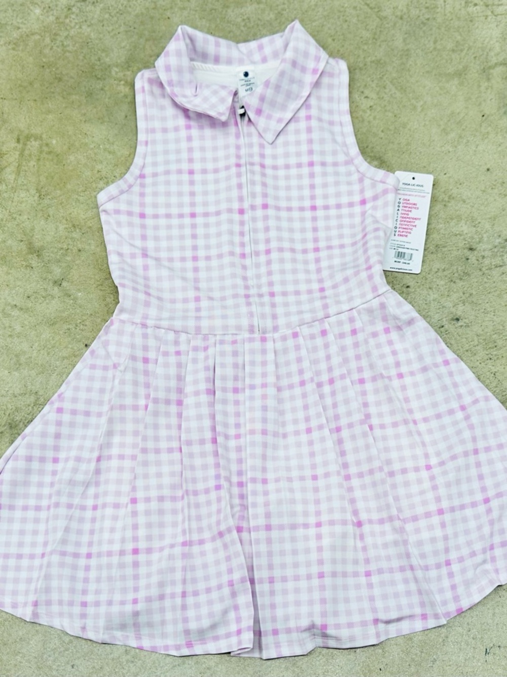 Yogalicious Pink and White Gingham Sleeveless Dress